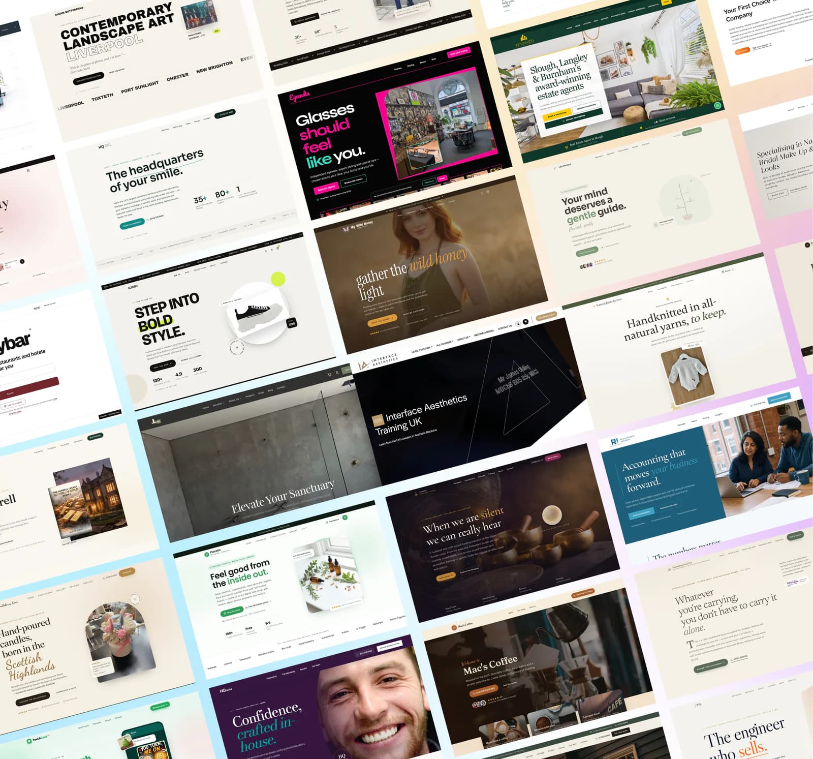 MattDarm web design, ecommerce and branding portfolio Collage of MattDarm website design, ecommerce and branding projects for UK businesses