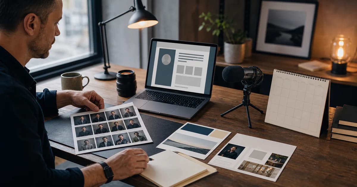 Personal branding materials covering strategy, photography, profiles, website and content