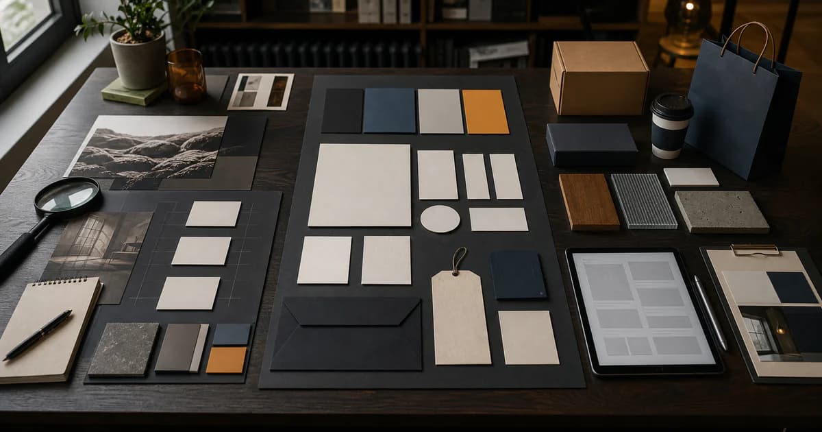Rebrand quote materials organised into strategy, identity and rollout workstreams