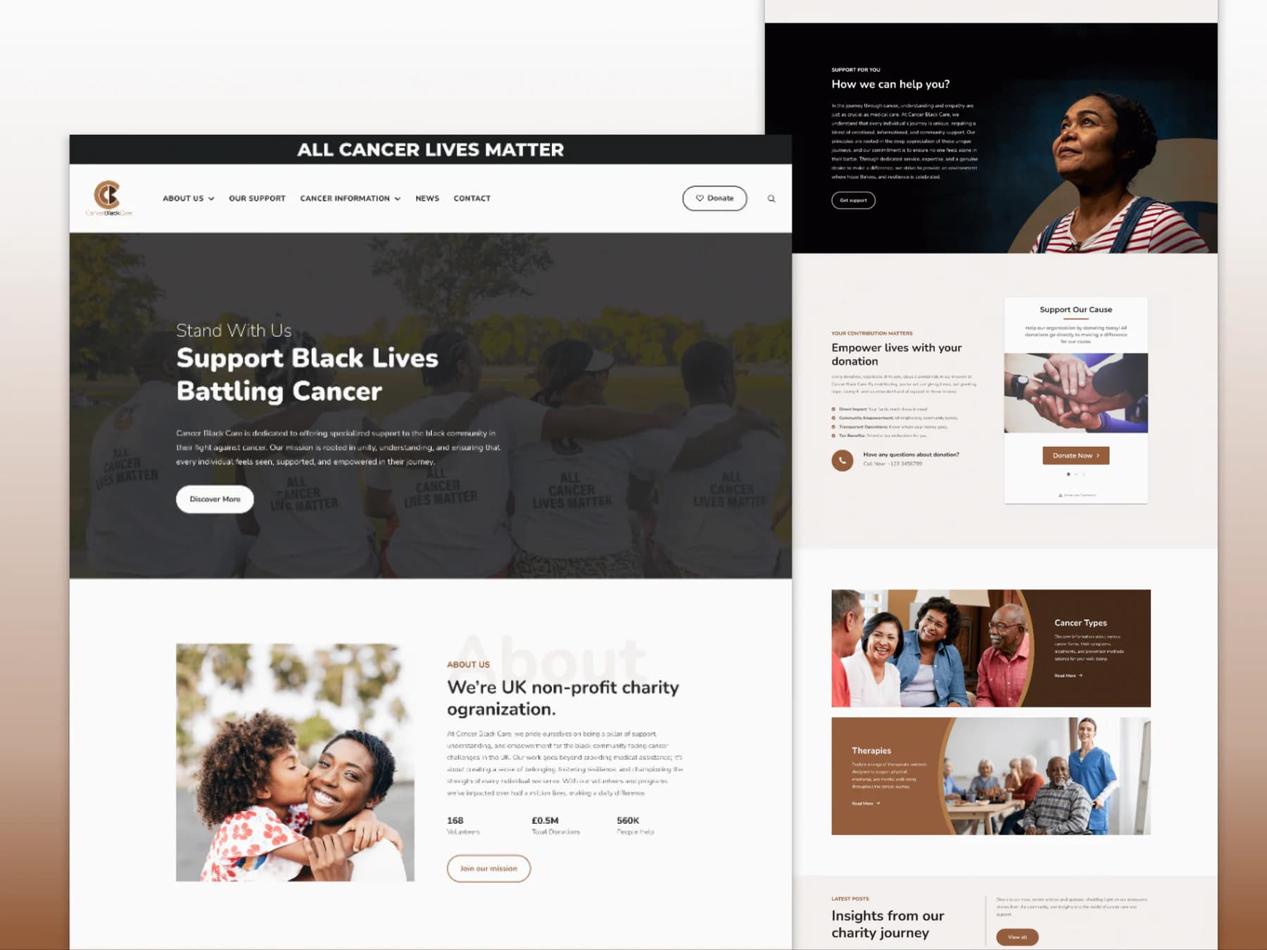 Cancer Black Care Website Design & WordPress Development project