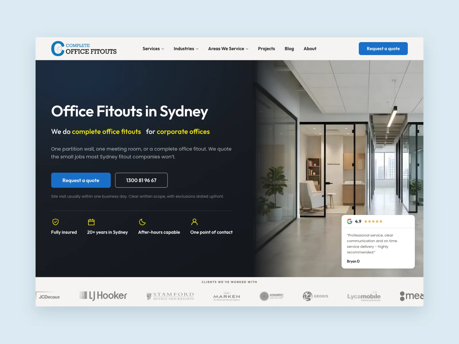 Complete Office Fitouts Next.js Migration & Backend Development project