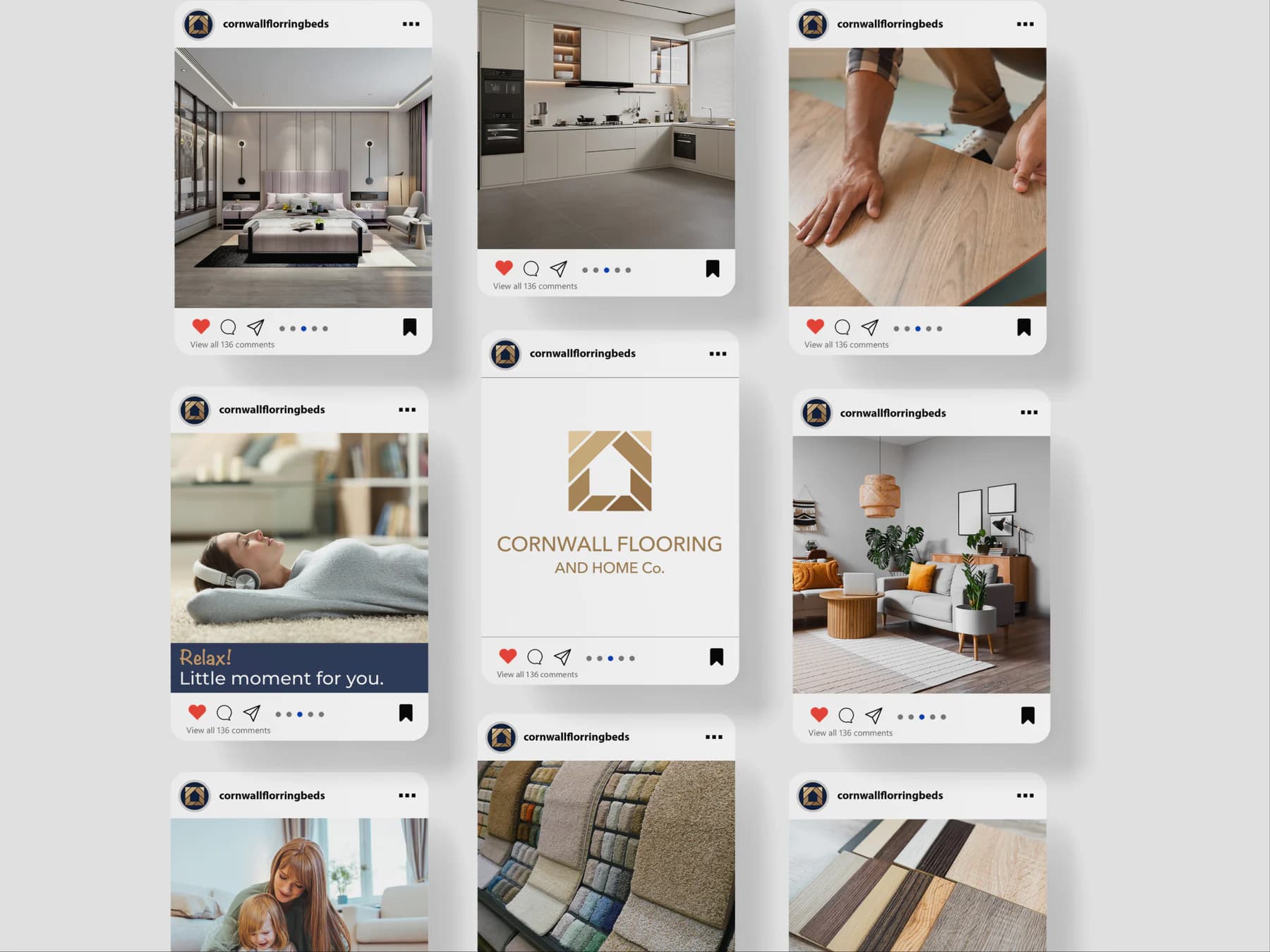 Cornwall Flooring and Home Co. branded Instagram social media post designs