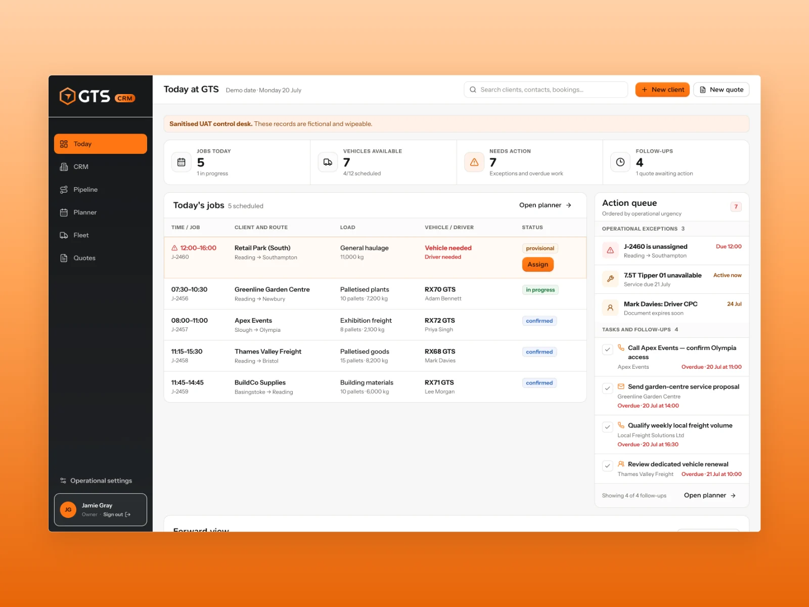 GTS Reading Bespoke CRM & Web App Development project