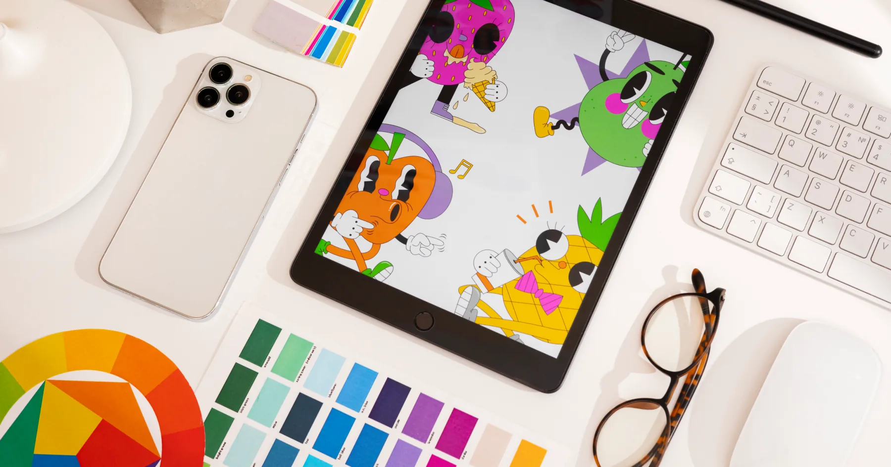 Colour swatches and web design mockups showing the impact of palette choices on user perception