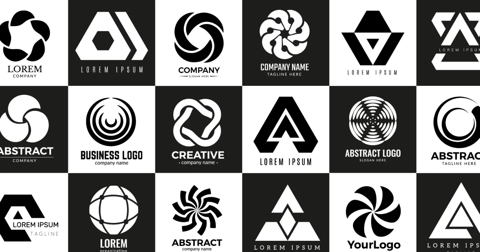 Grid of near-identical AI-generated logos in similar gradients and geometric shapes, illustrating brand sameness