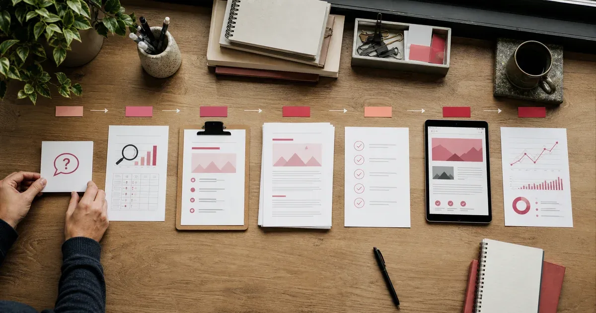 Content marketing workflow from a customer question to a published article and enquiries
